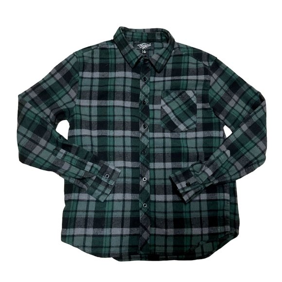 GREEN PLAID FLANNEL SHIRT SZ S GREEN BLACK EIGHTY EIGHT LONG SLEEVE MENS - Picture 1 of 5